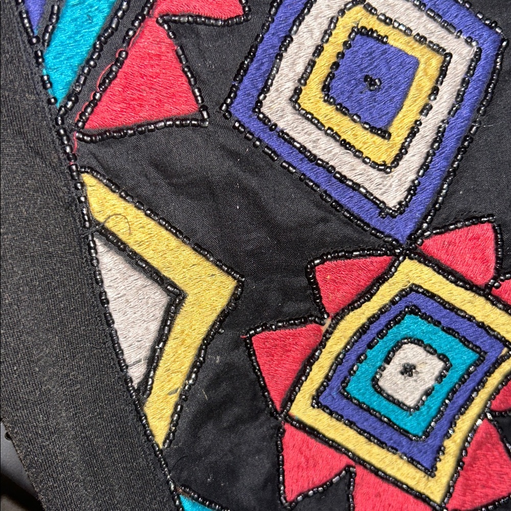 Zara Trafaluc Small midi beaded embroidered Black Dress with Geometric Pattern - Picture 7 of 8